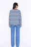 Maria Boxy Long Sleeve Tee Blue/ Brown Stripe