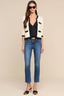 Zephyra Pointelle Knit Cardigan Ivory/ Black