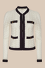 Zephyra Pointelle Knit Cardigan Ivory/ Black