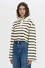 Liat Stripe Crop Polo Top Soft White Stripe