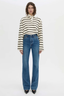 Liat Stripe Crop Polo Top Soft White Stripe