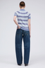 Teresa Silk Blend Stripe Polo Light Blue