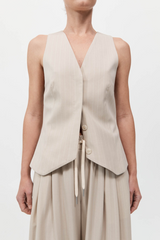 Pinstripe Wool Vest Latte