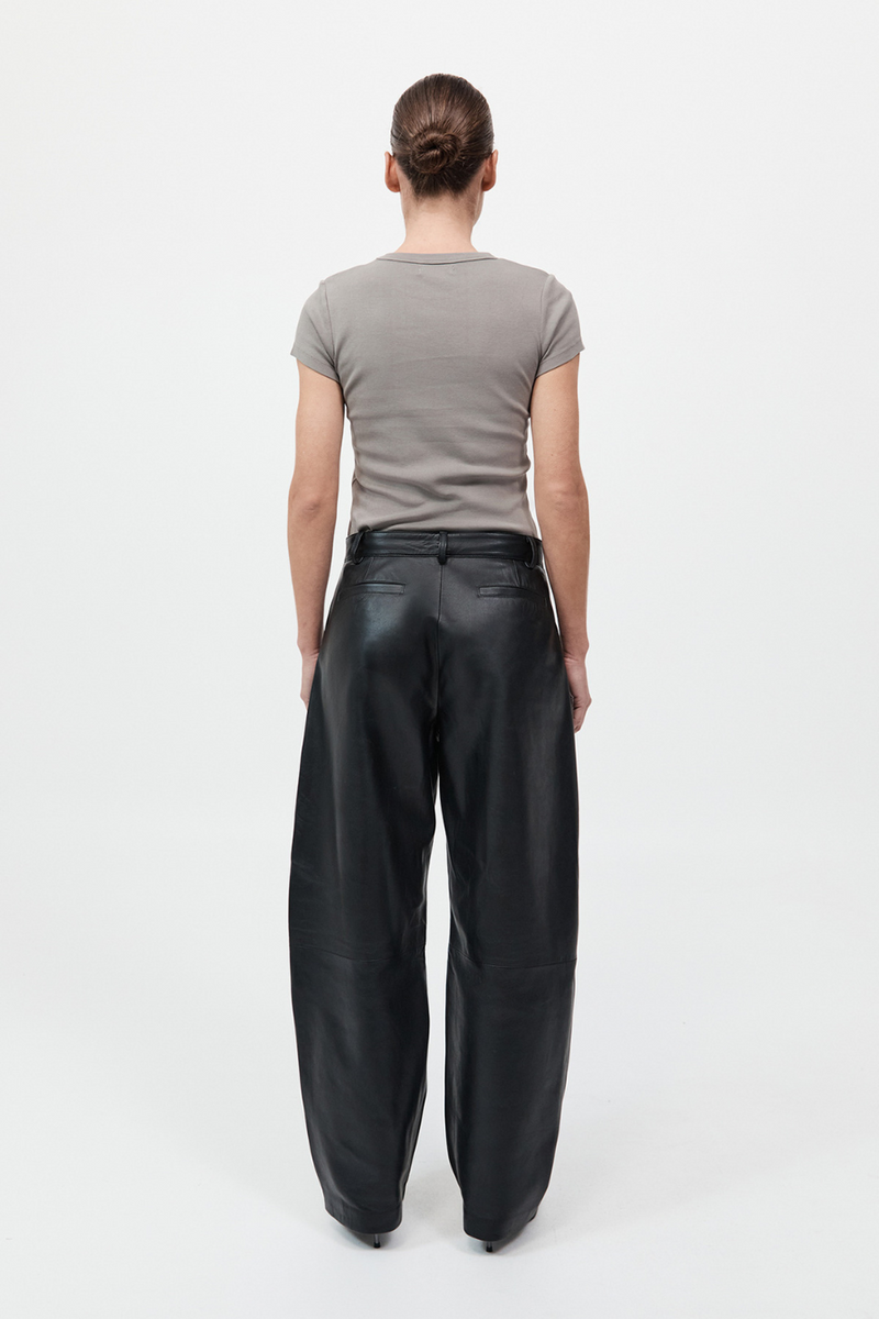 Leather Balloon Pants Black