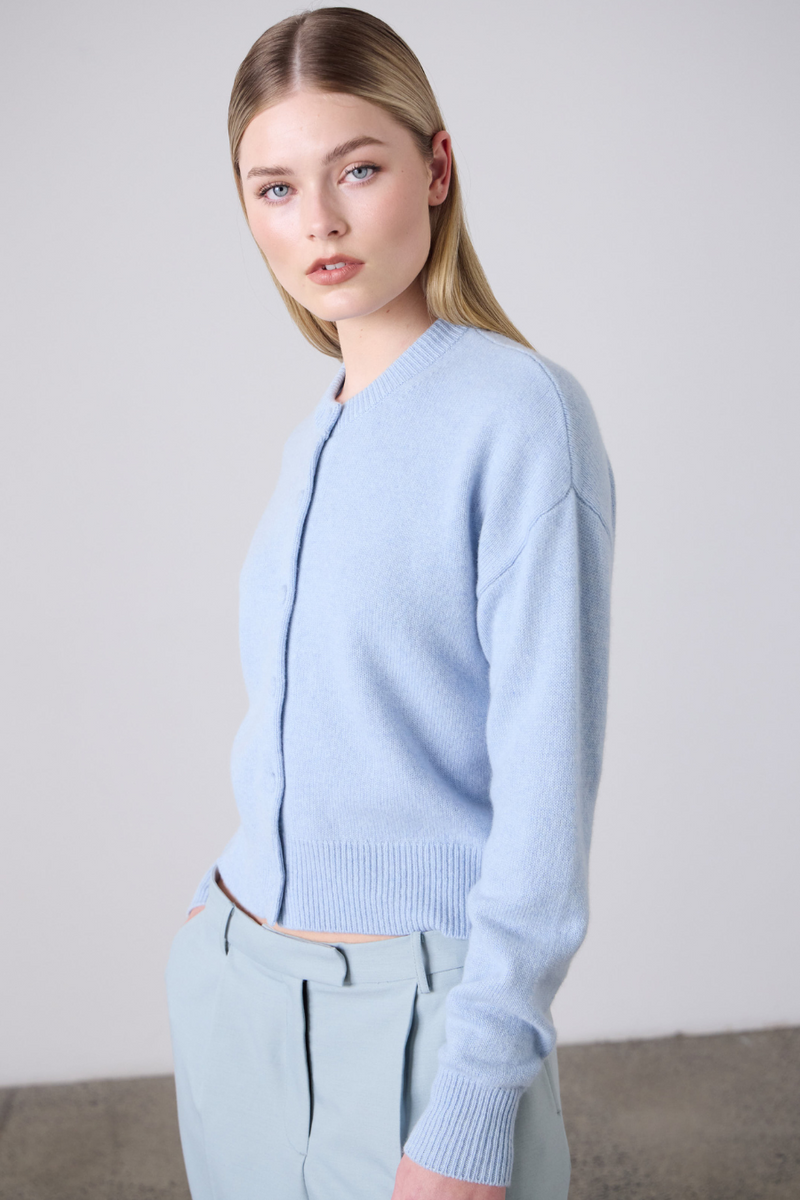 Boxy Cashmere Cardigan Sky