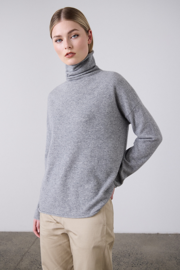 Mara Funnel Neck Grey Marle