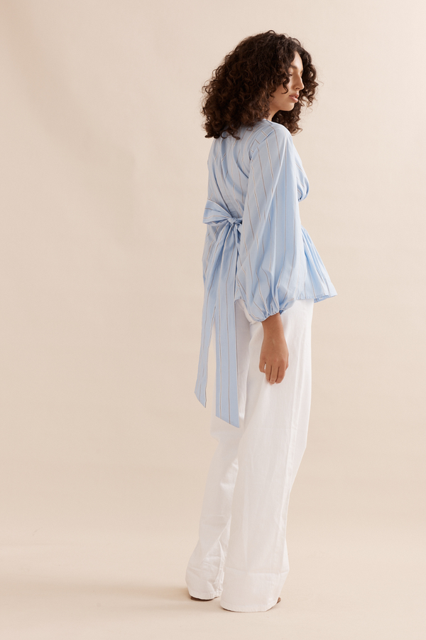 Belle Blouse Blue Stripe