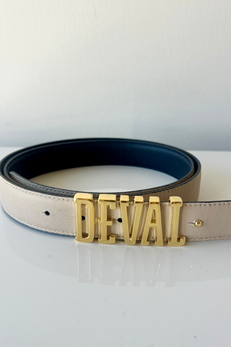 Deval Reversible Belt Navy/ Cream Excluding Buckle