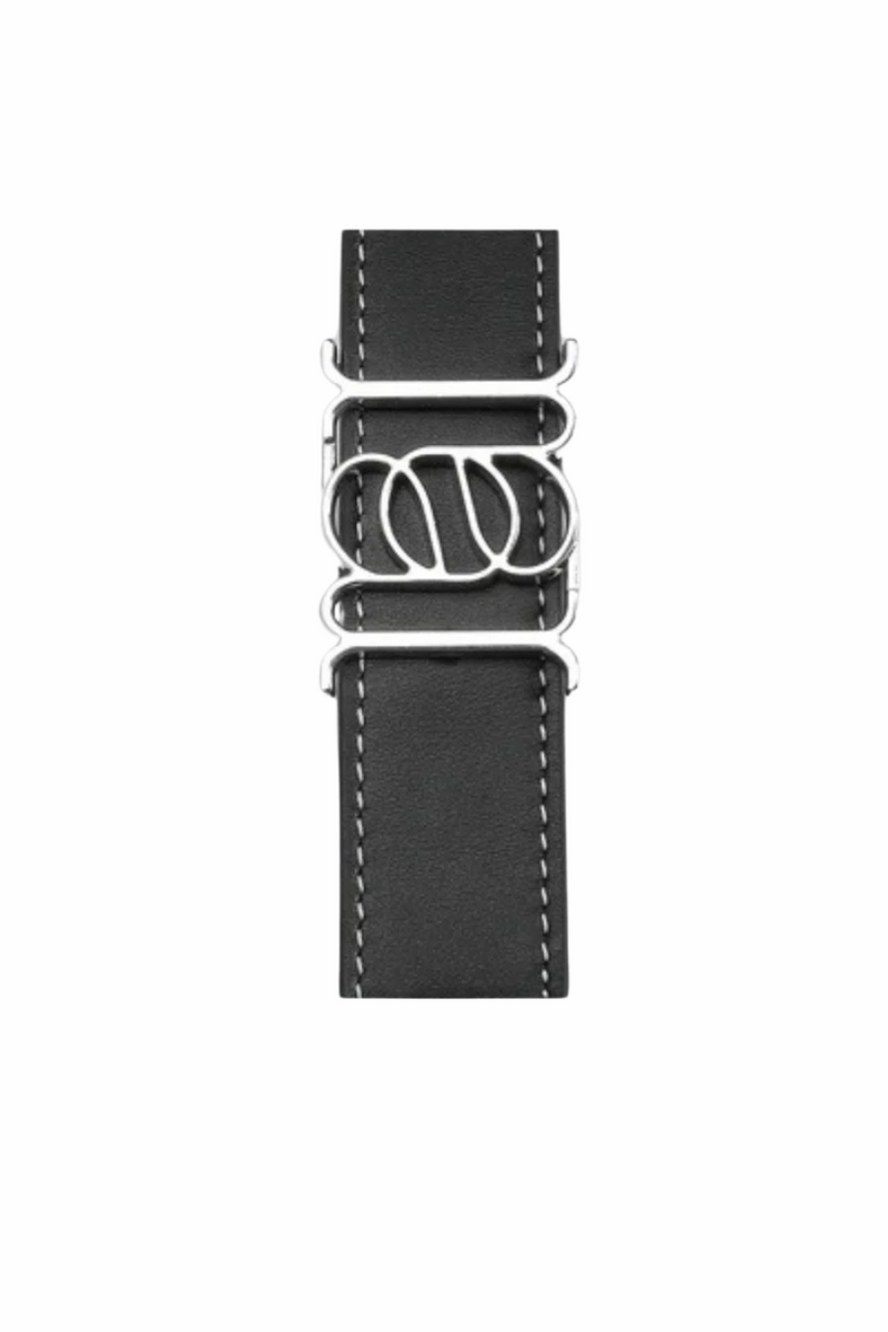 Double-Sided Smooth Leather Belt Black/Tan/Silver