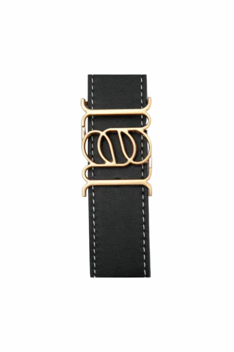 Double-Sided Smooth Leather Belt Black/Tan/Gold