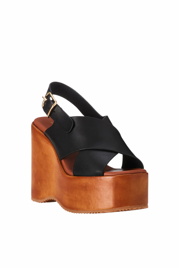 Ophelia Wedge Black Leather