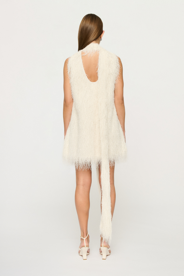 Mara Fringe Mini Dress Parchment