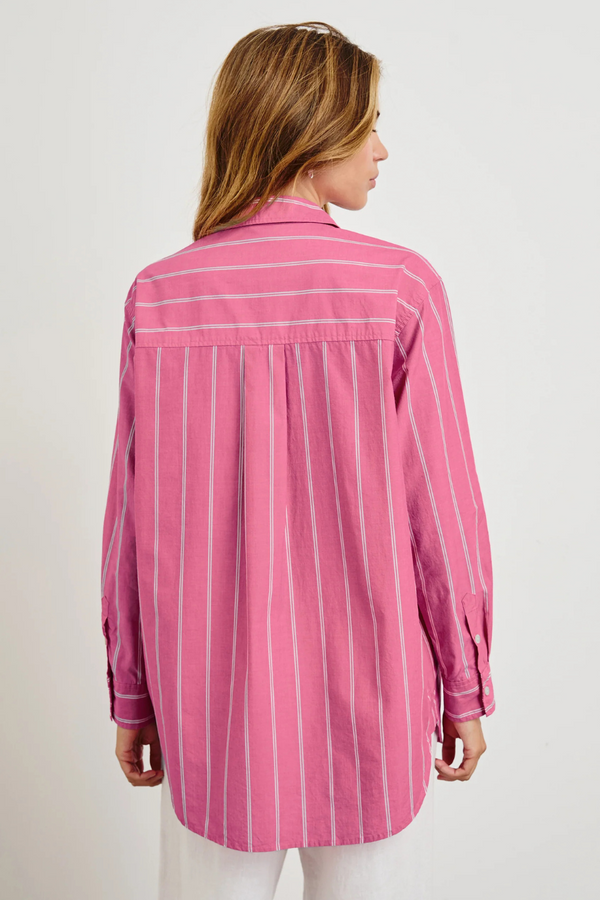 Elsa Shirt Hibiscus White Stripe