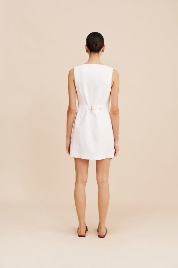 Emma Button Down Mini Dress Ivory