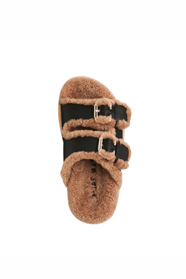 Saint Slide Black Leather/ Shearling