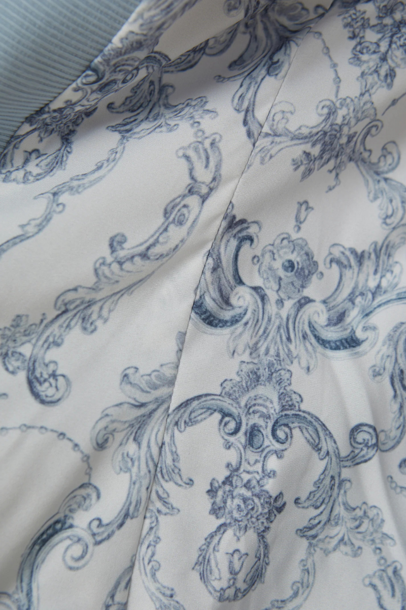 Brooke Open Front Blazer Blue Fog/ Scroll Toile