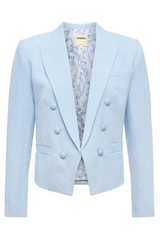 Brooke Open Front Blazer Blue Fog/ Scroll Toile