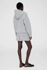 Bond Zip Up Hoodie Framed Monogram Heather Grey