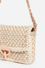 Small Braided Leather Moon Bag Beige/ Ivory