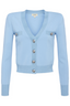 Taya V-Neck Cardigan Blue Fog Lurex/ Nickel