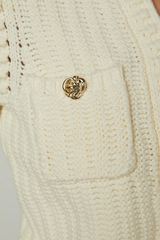 Delilah Cropped Cardigan Vintage White/ Gold Knot