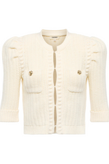 Delilah Cropped Cardigan Vintage White/ Gold Knot