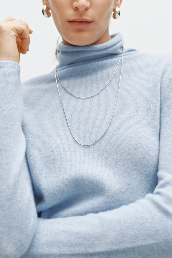 Cashmere High Neck Sweater Light Blue