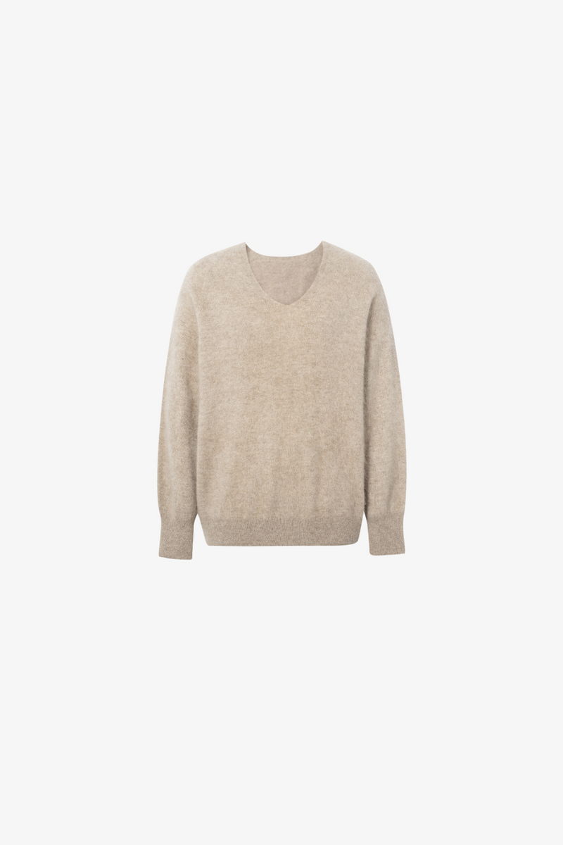 V Neck Cashmere Sweater Raw Velvet Brown