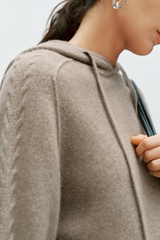 Hooded Knit Raw Velvet Brown