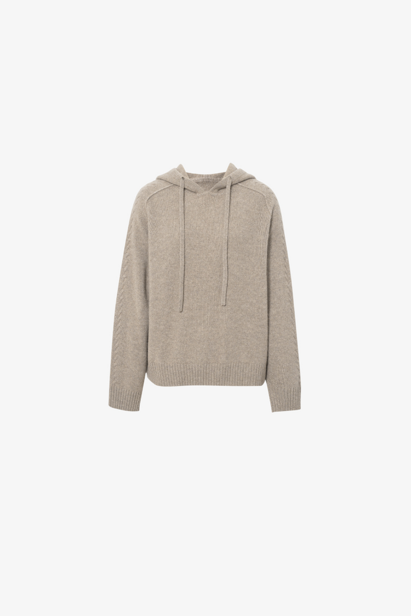 Hooded Knit Raw Velvet Brown