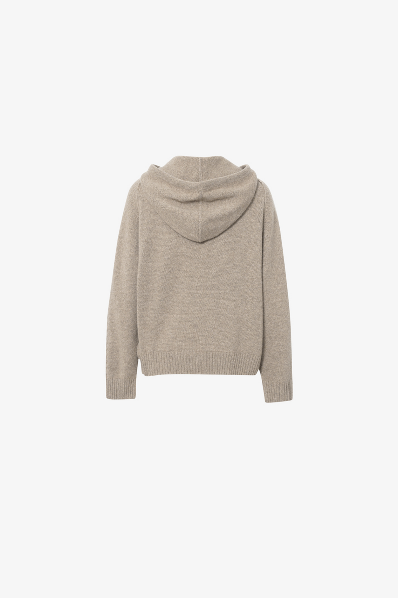 Hooded Knit Raw Velvet Brown