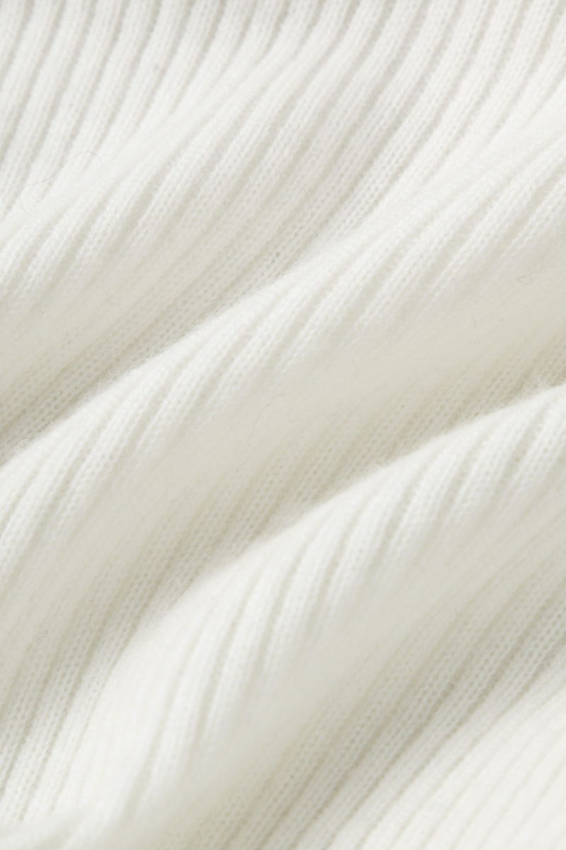 Pure Wool Mock Neck Sweater Plain White