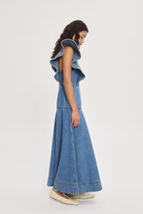 Stephi Denim Midi Dress Light Indigo