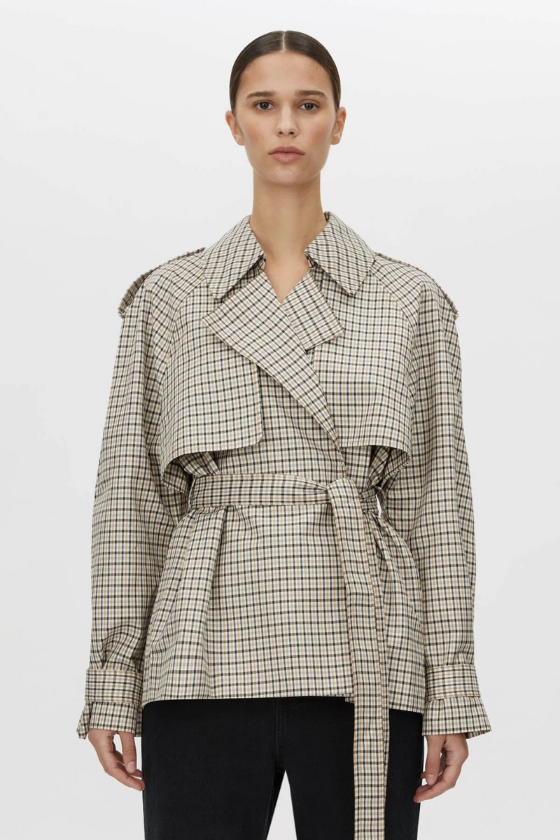 Burdock Check Trench Jacket Birch Check