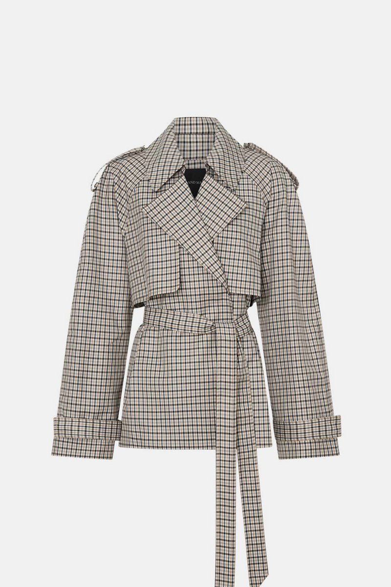 Burdock Check Trench Jacket Birch Check