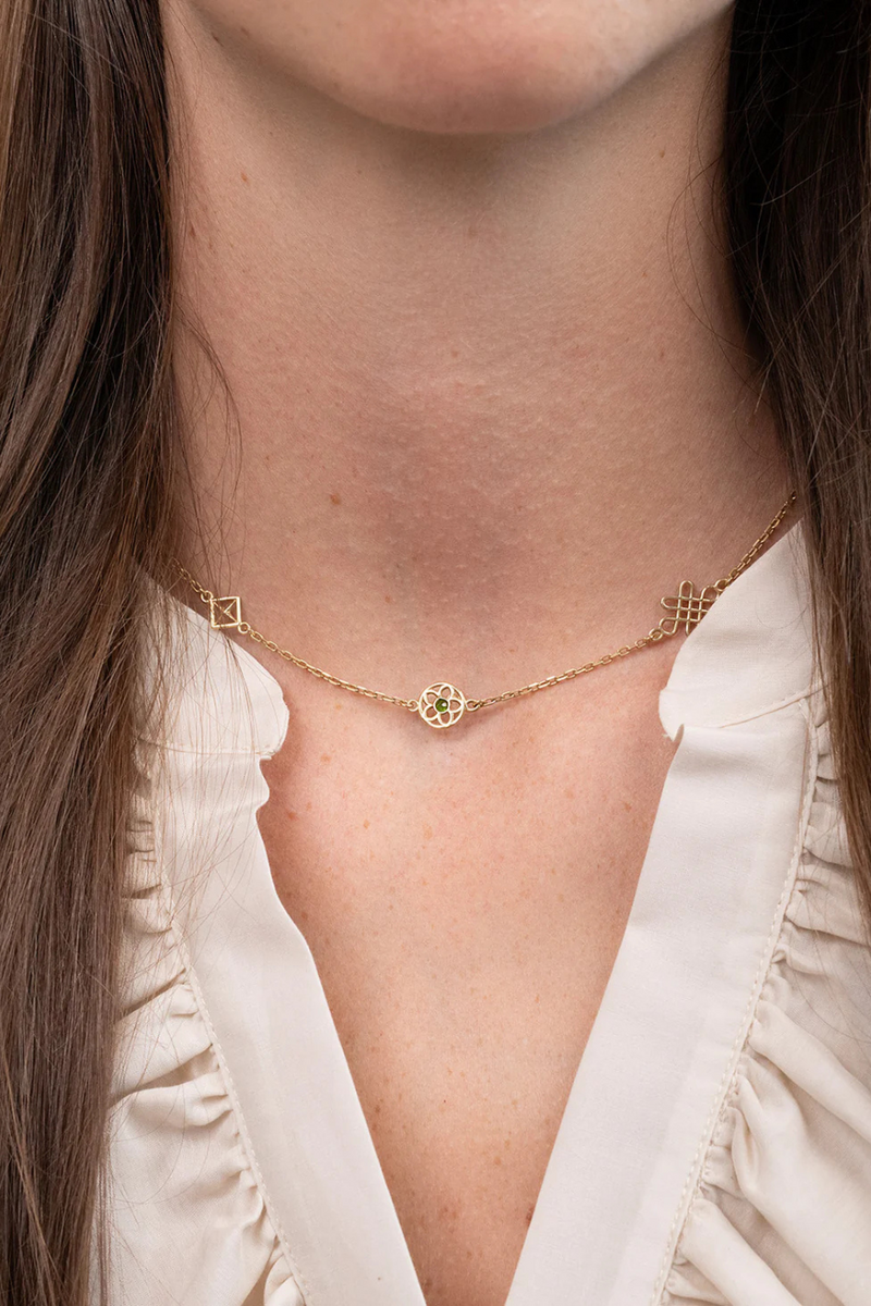 Aura Necklace Gold + Chrome Diopside