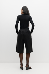 Merino Ruched LS Tee Black