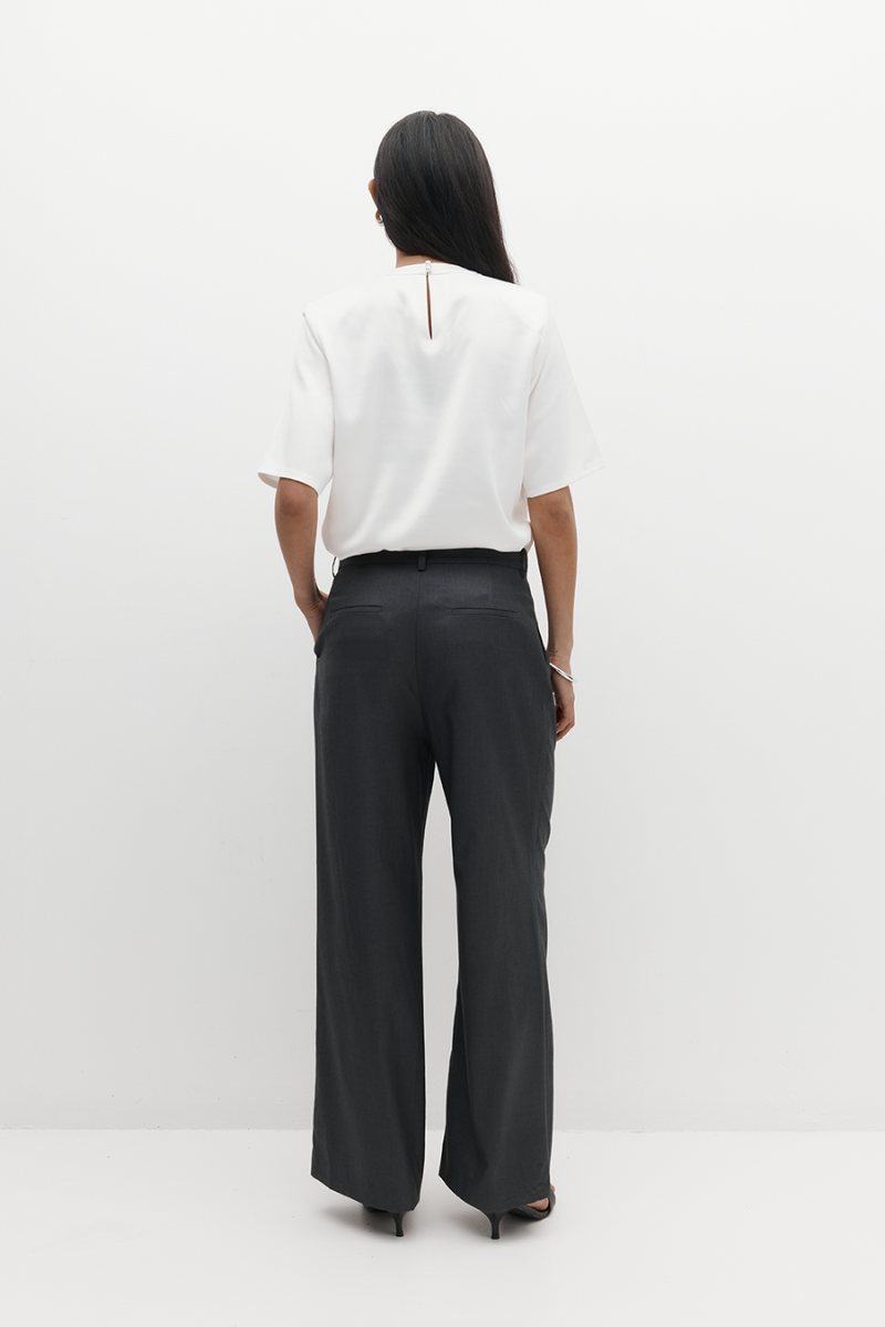 Double Pleated Trouser Charcoal