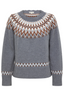 Fair Isle Wool Sweater Grey, Walnut, Cream