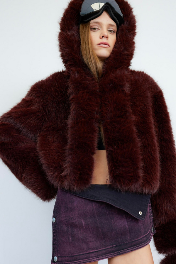 Scarlet Ecofur Jacket Bordeaux