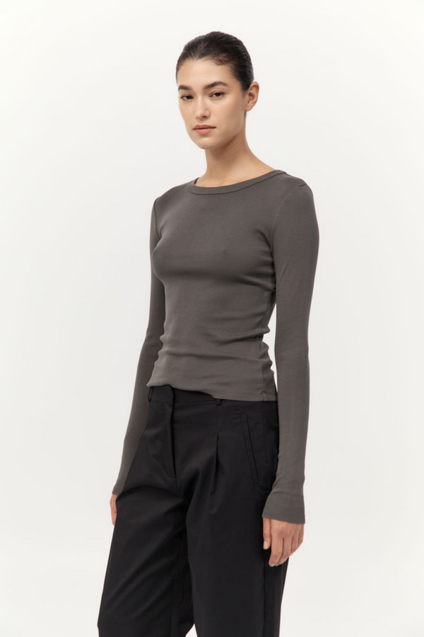 Organic Cotton Long Sleeve Top Khaki