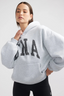 Collegiate Oversized Hoodie Mid Grey Marle