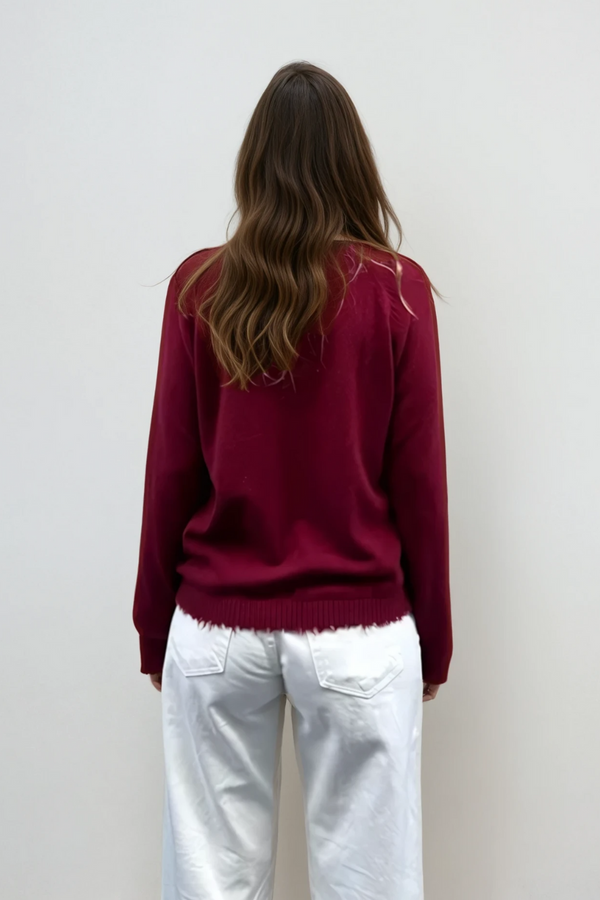 Jessie V-Neck Sweater Burgundy