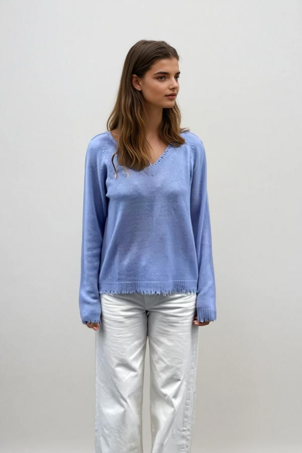 Jessie V-Neck Sweater Blue