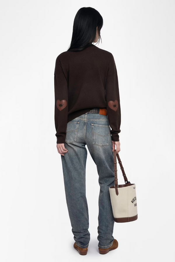 Cici Patch Jumper Dark Chocolate