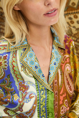 Clemenza Spliced Silk Shirt Multi