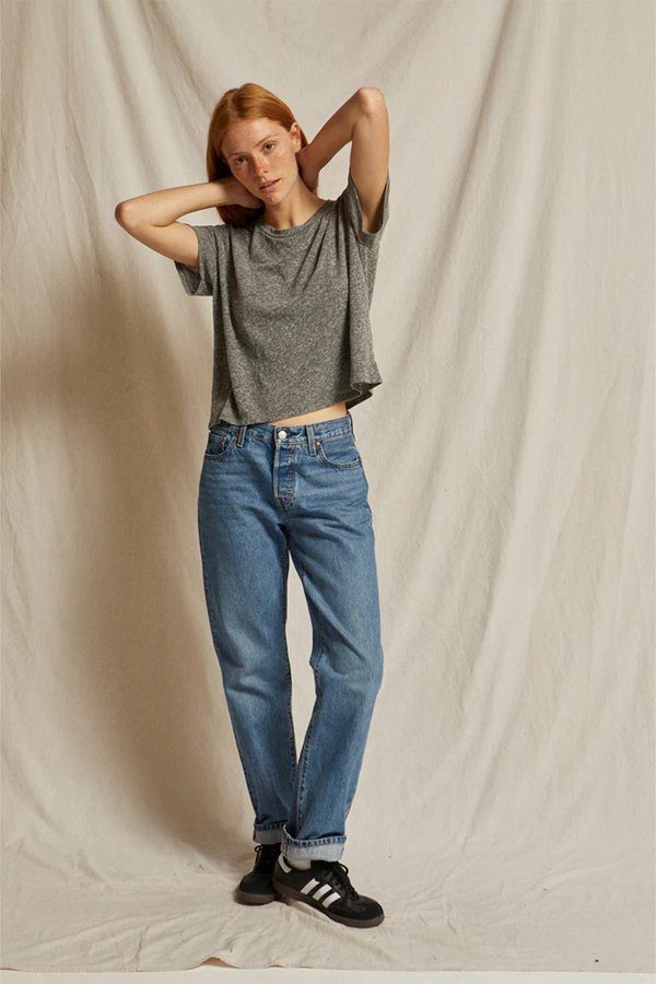 Harley Cotton Boxy Crew Tee Heather Grey