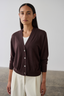 Merino V-Neck Cardigan Dark Bordeaux