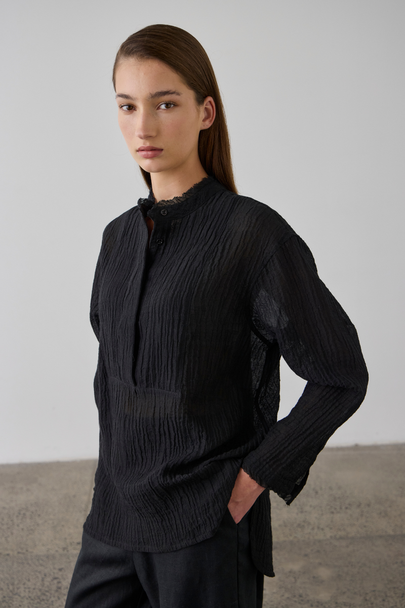 Relaxed Linen Shirt Black