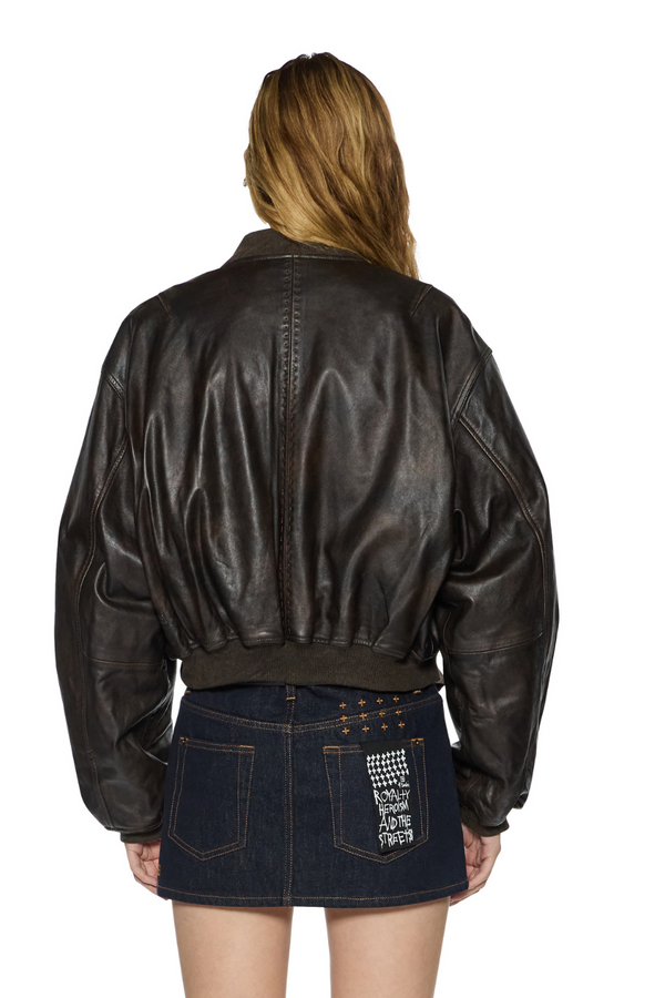 Alpha Crop Bomber Worn Black